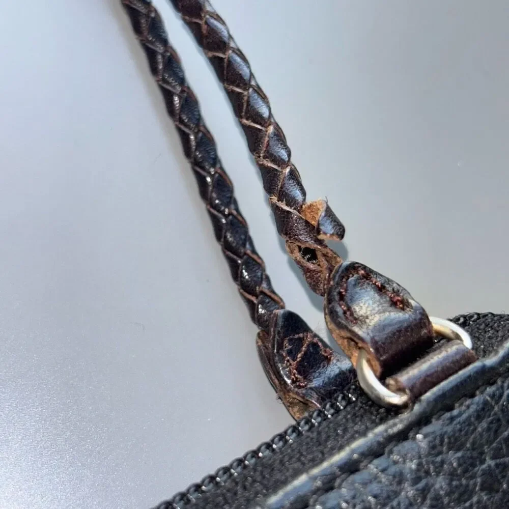 Brighton Black Brown Croc Embossed Leather Small Clutch Purse